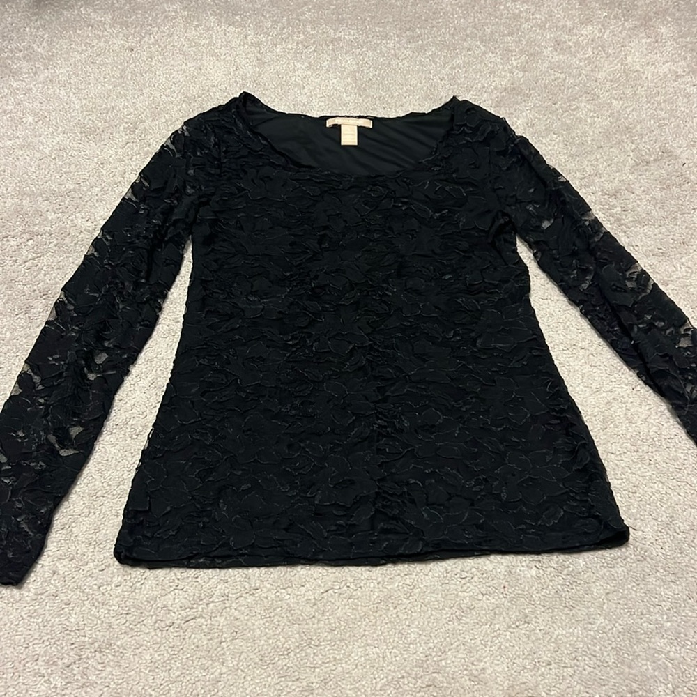Black lace long sleeve shirt